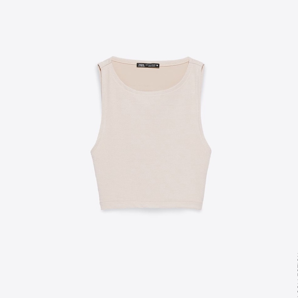 Zara weave cropped tank top nude/beige/sand color